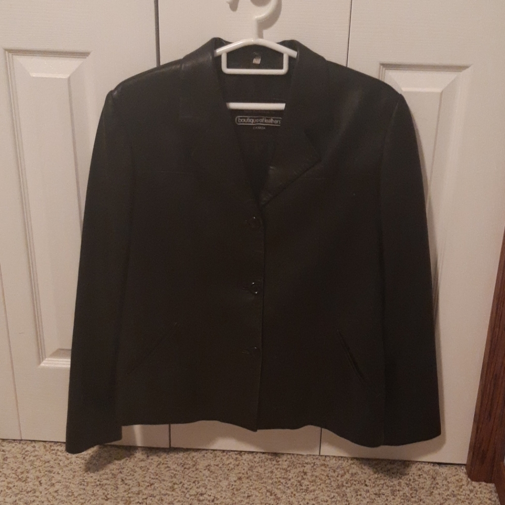 Leather 3 button jacket